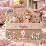  Fairy Girl, Fairy Flowers Custom Name, Gift For Granddaughter, Daughter, Little Girls - Personalized Storage Basket 4