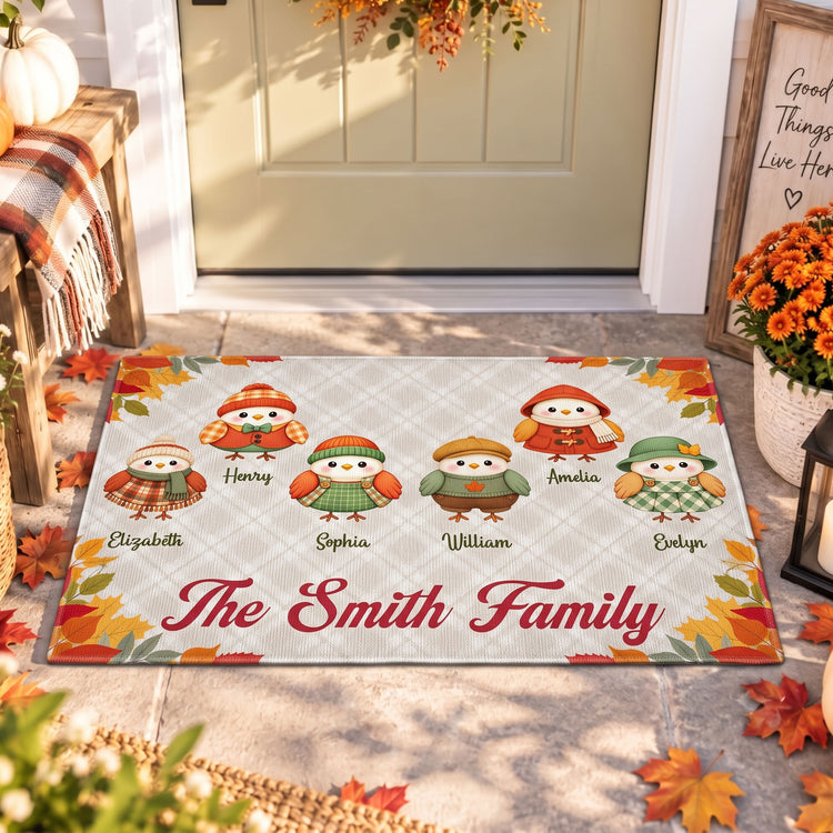 Fall Birds Thanksgiving Decoration - Personalized Doormat 2