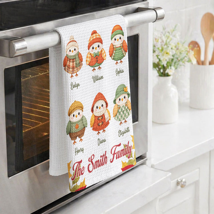 Fall Birds Thanksgiving Decoration - Personalized Kitchen Towel 4
