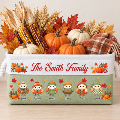 Fall Birds Thanksgiving Decoration - Personalized Storage Basket