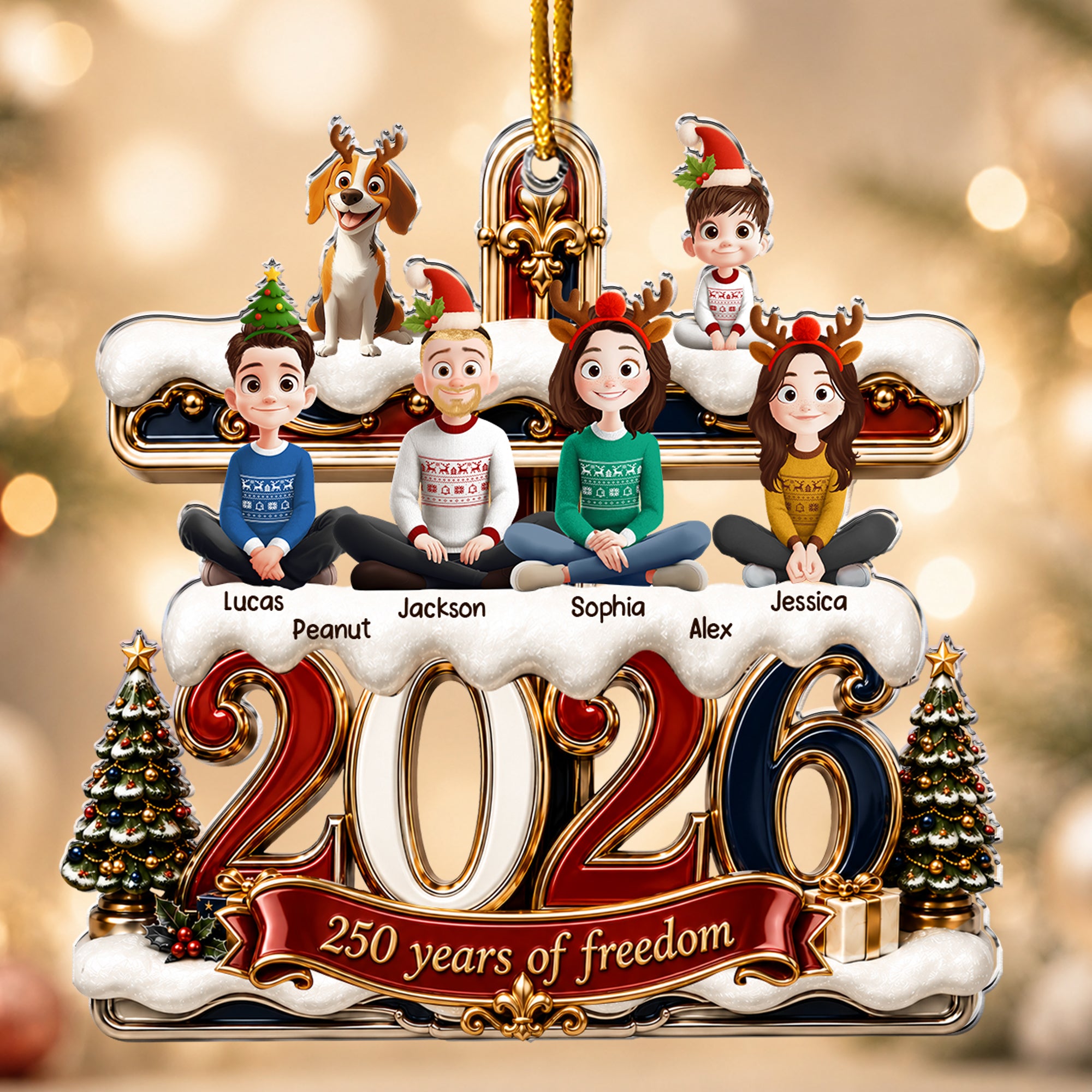 Family 2026 250 Years Of Freedom - Personalized Ornament 1