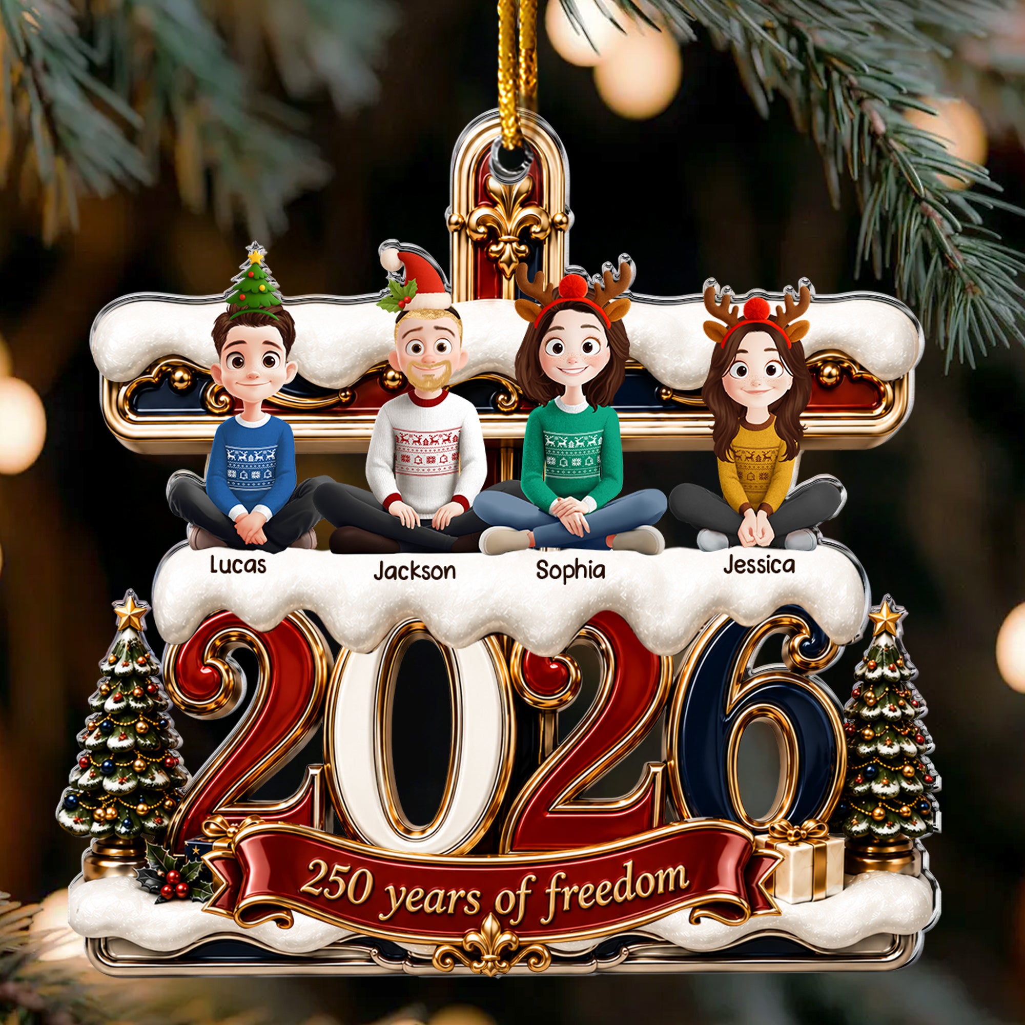 Family 2026 250 Years Of Freedom - Personalized Ornament 2