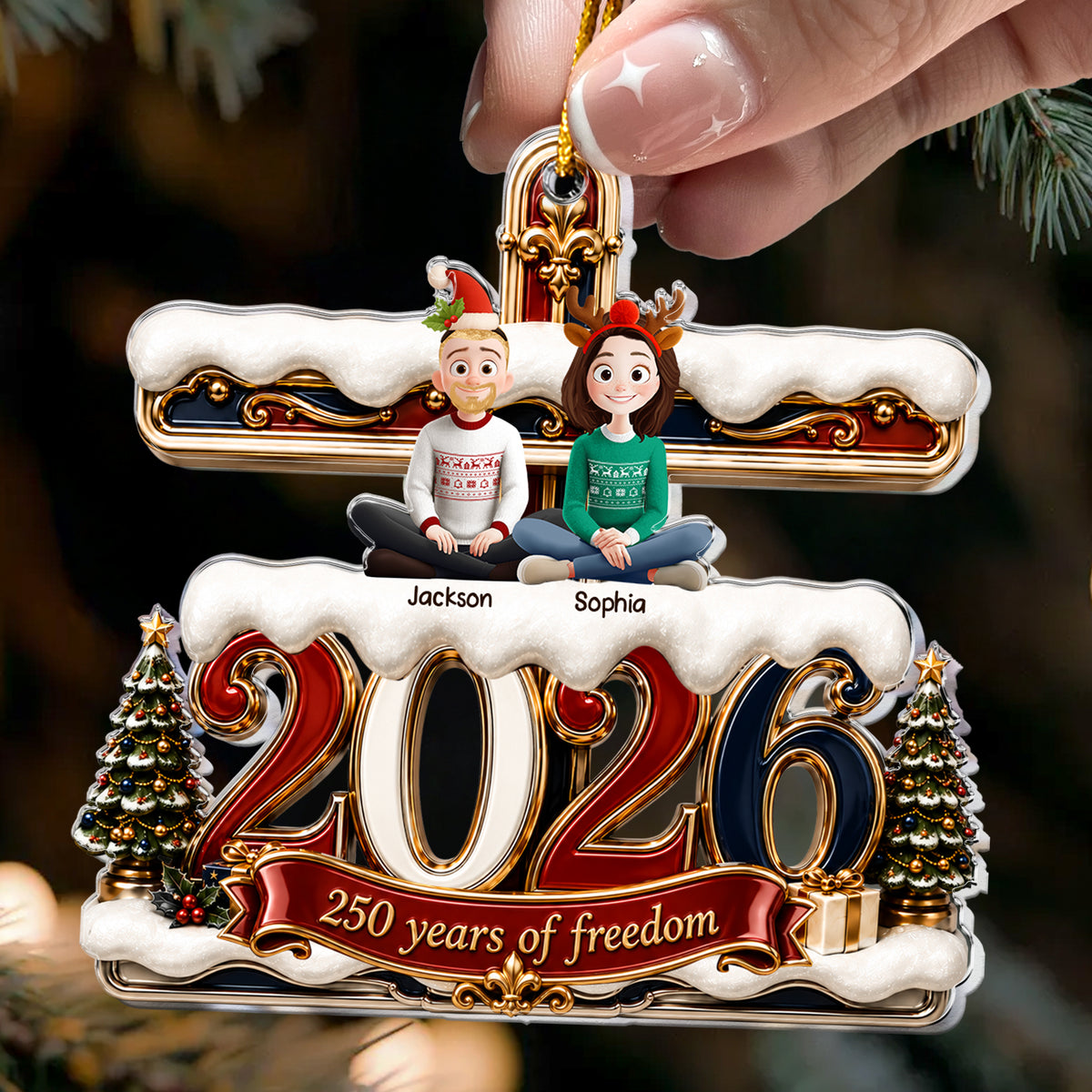 Family 2026 250 Years Of Freedom - Personalized Ornament 3