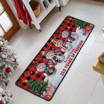 Family 250th Anniversary Snowman - Personalized Runner Rug