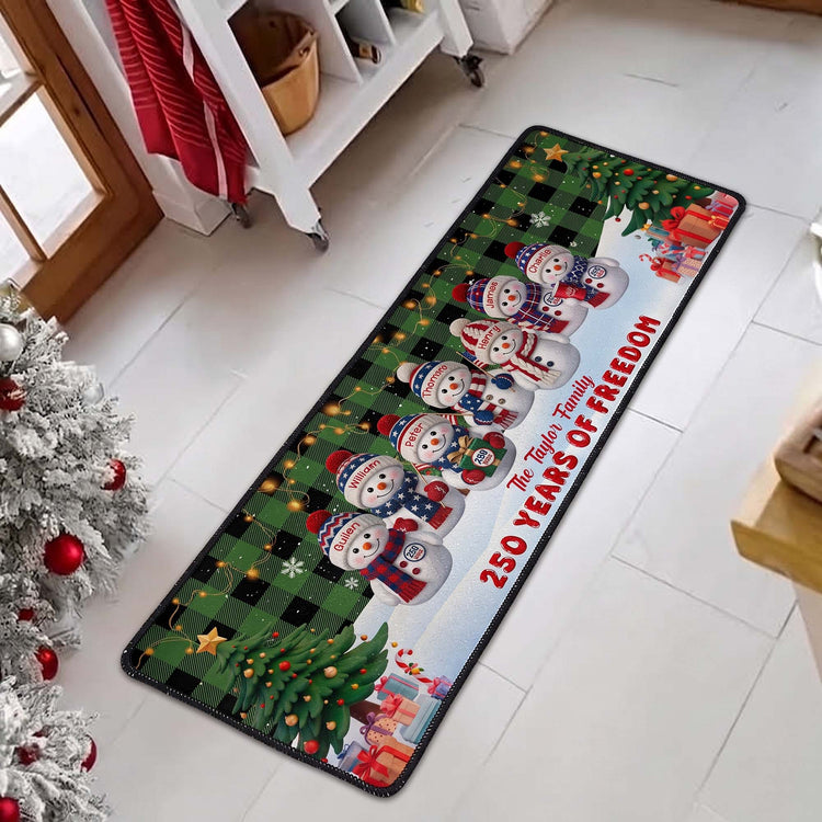 Family 250Th Anniversary Snowman - Personalized Runner Rug 2
