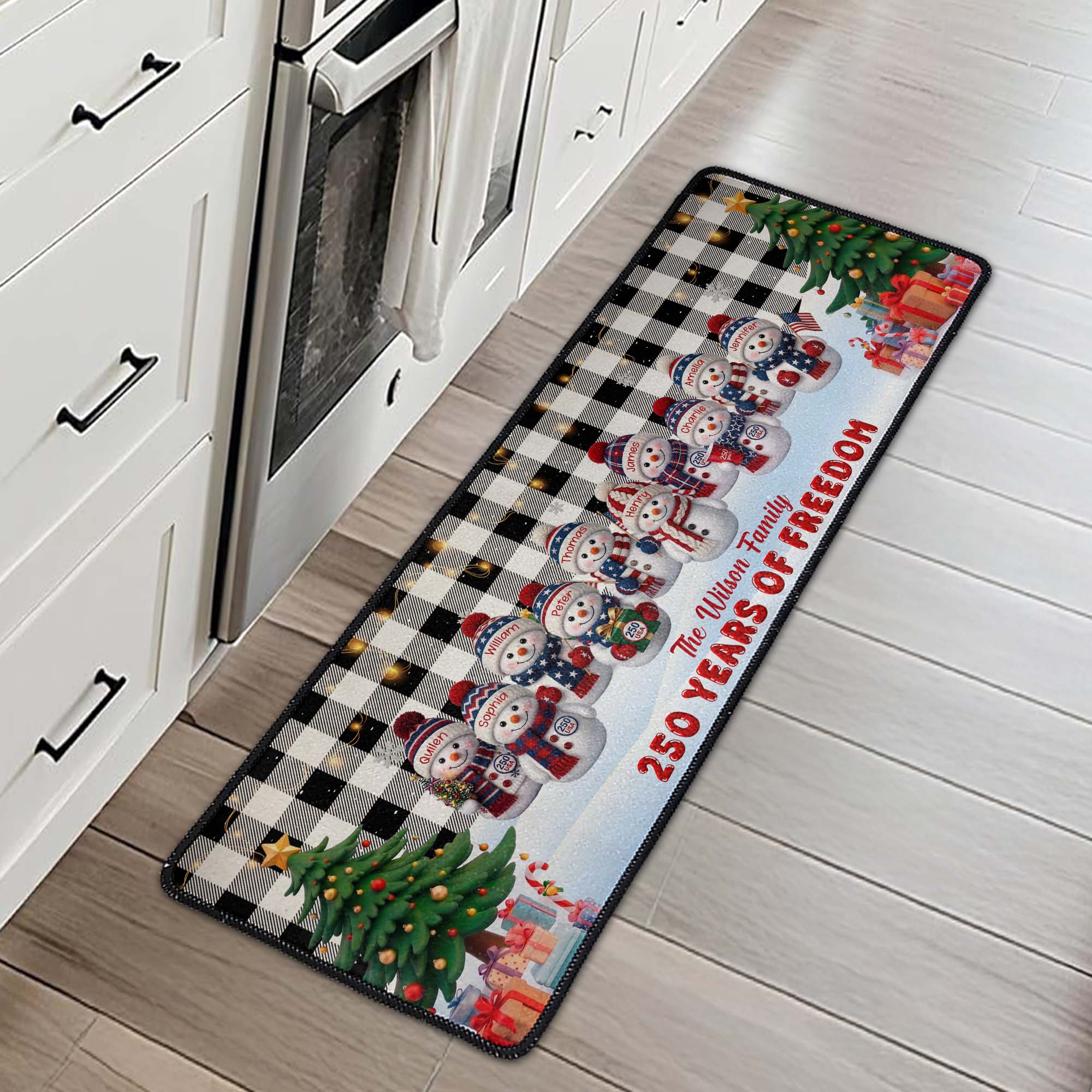 Family 250Th Anniversary Snowman - Personalized Runner Rug 3