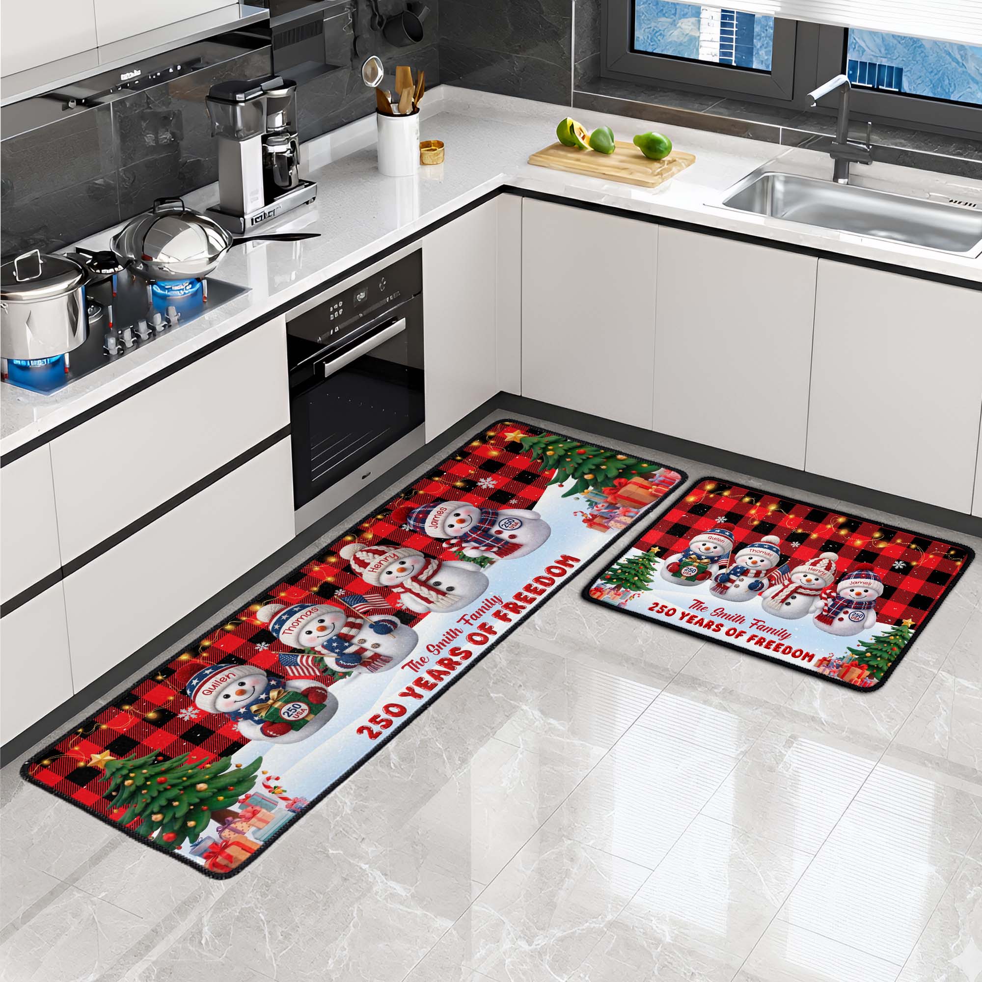 Family 250Th Anniversary Snowman - Personalized Runner Rug 4