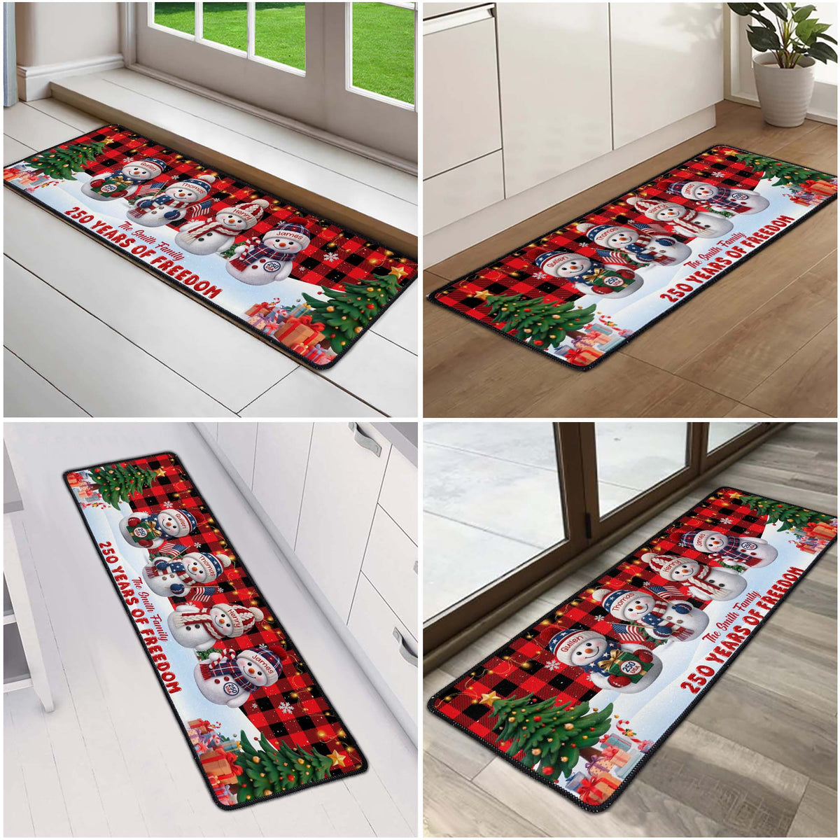 Family 250Th Anniversary Snowman - Personalized Runner Rug 6