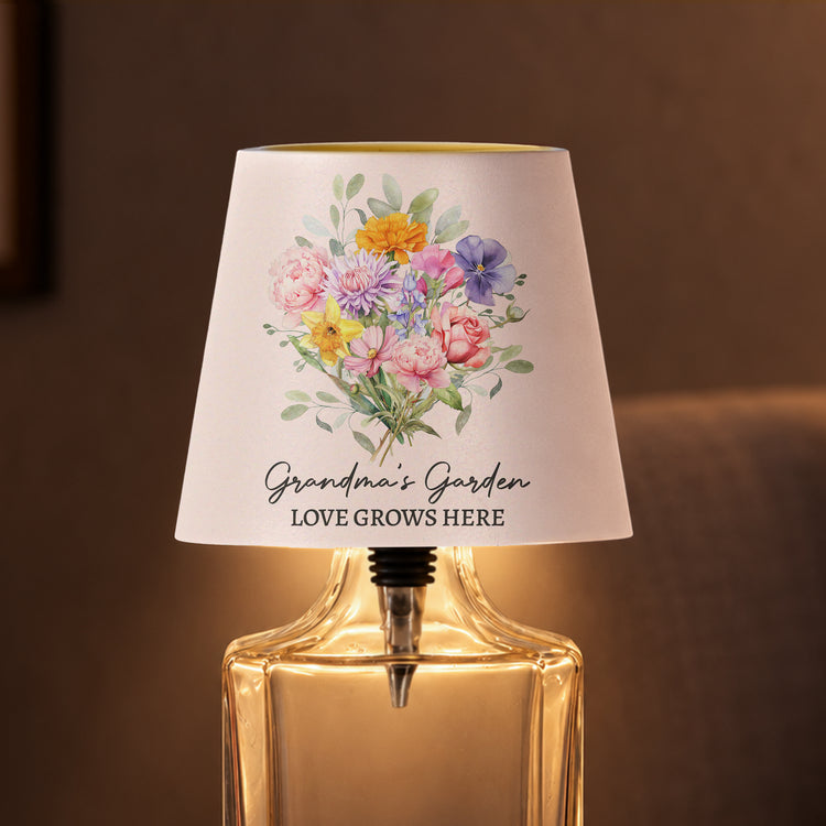 Family Birth Flower Bouquet Flowers Gift For Mom, Grandma, Family - Personalized Bottle Lamp 2