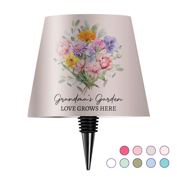 Family Birth Flower Bouquet Flowers Gift For Mom, Grandma, Family - Personalized Bottle Lamp 4