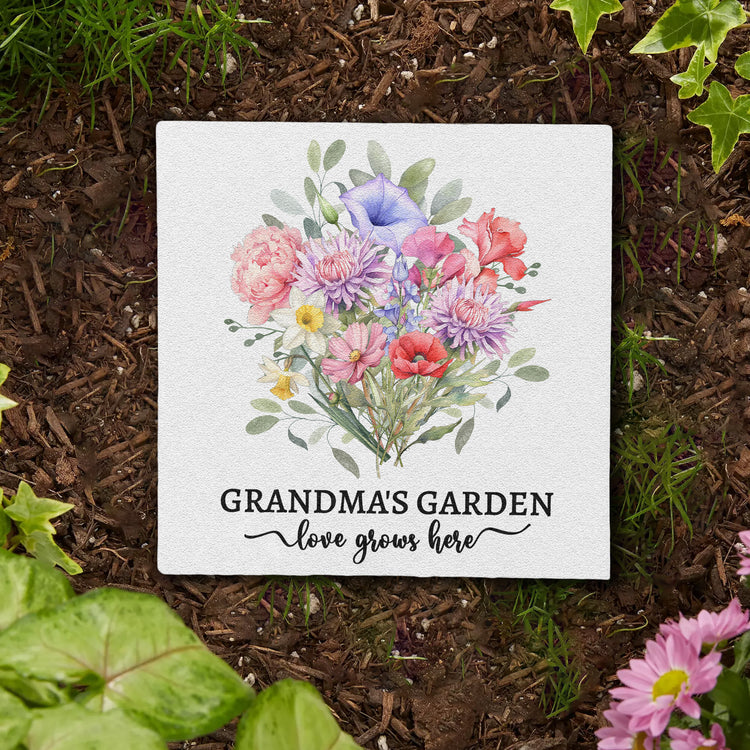 Family Birth Flower Bouquet Flowers Gift For Mom, Grandma, Family - Personalized Garden Stone 2