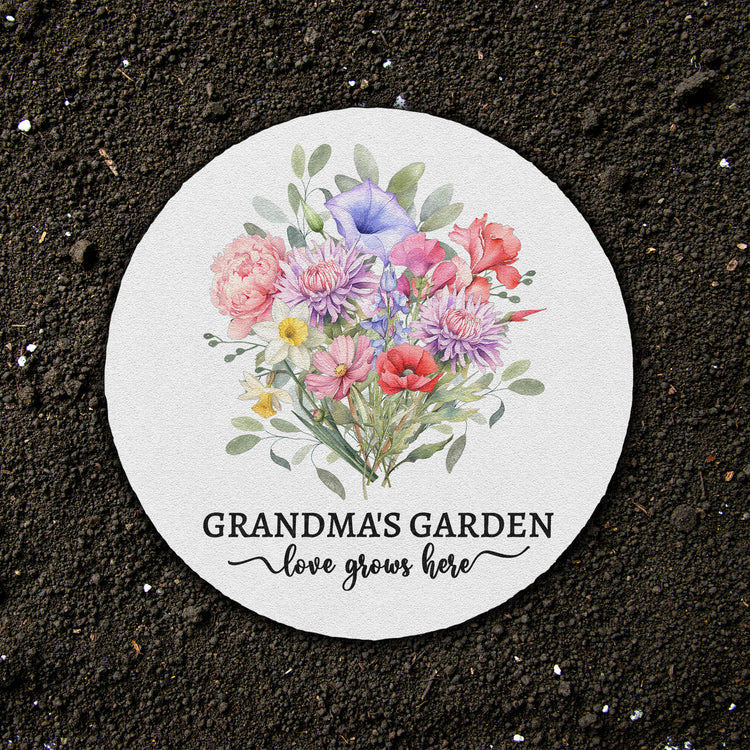 Family Birth Flower Bouquet Flowers Gift For Mom, Grandma, Family - Personalized Garden Stone 5