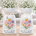 Family Birth Flower Bouquet Flowers Gift For Mom, Grandma, Family - Personalized Vase 3