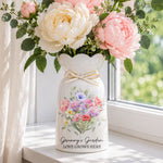 Family Birth Flower Bouquet Flowers Gift For Mom, Grandma, Family - Personalized Vase 4