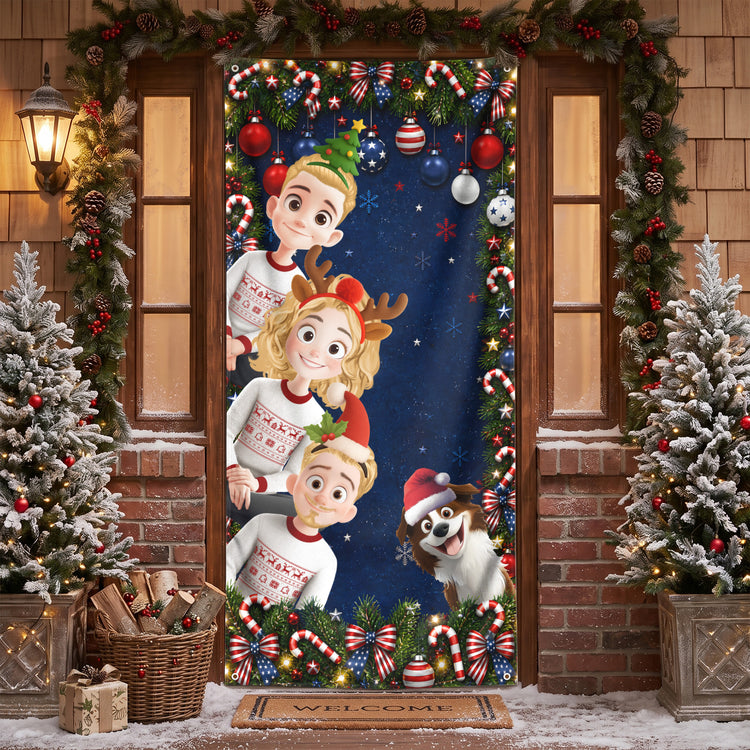 Family Christmas 250Th Year Of Freedom Celebrate - Personalized Door Cover 1