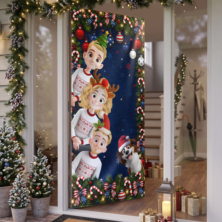 Family Christmas 250Th Year Of Freedom Celebrate - Personalized Door Cover 2