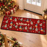 Family Christmas Snowman, Penguin, Reindeer Theme Decoration - Personalized Runner Rug 1