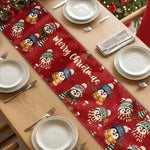 Family Christmas Snowman, Penguin, Reindeer Theme Decoration - Personalized Table Runner 1