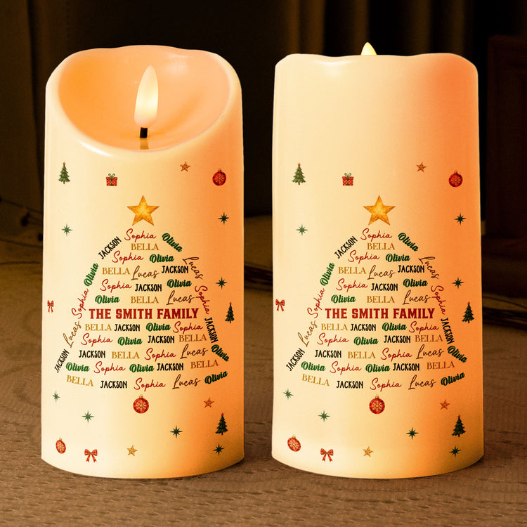 Family Custom Name Bell Shape Christmas Decoration - Personalized Candles 1