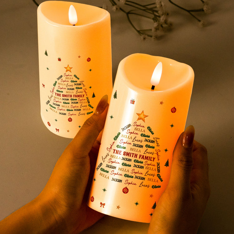 Family Custom Name Bell Shape Christmas Decoration - Personalized Candles 3