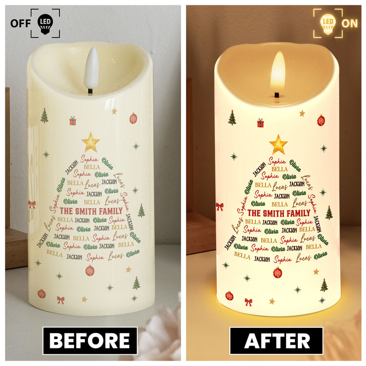 Family Custom Name Bell Shape Christmas Decoration - Personalized Candles 4
