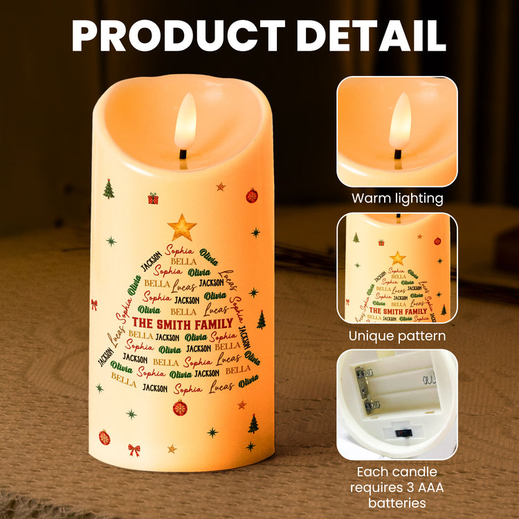 Family Custom Name Bell Shape Christmas Decoration - Personalized Candles 5