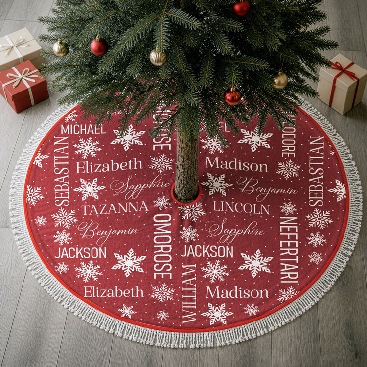 Family Custom Name Pattern Christmas Decoration - Personalized Tree Skirt 1