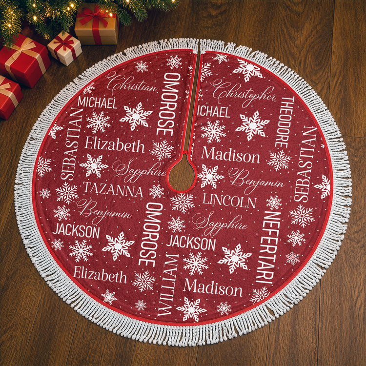 Family Custom Name Pattern Christmas Decoration - Personalized Tree Skirt 2
