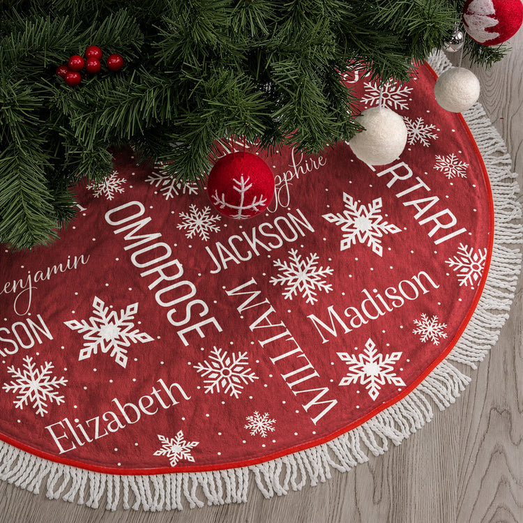 Family Custom Name Pattern Christmas Decoration - Personalized Tree Skirt 3