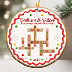 Family Forever - Custom Crossword Scrabble - Gingerbread Style - Personalized Ornament 1