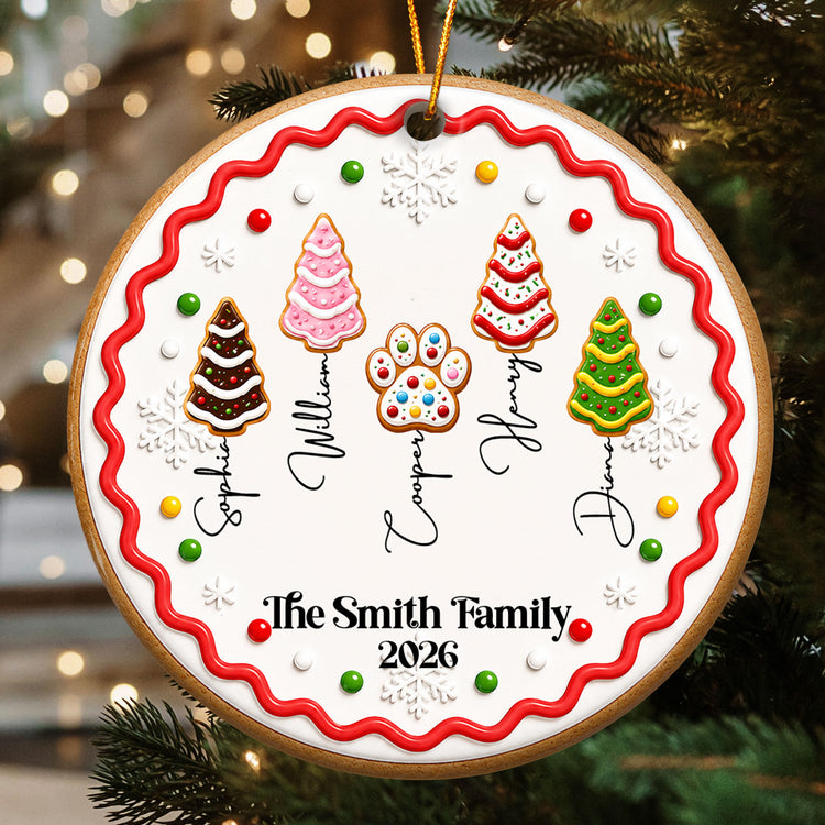 Family Forever, Family Of 3,4,5,6 - First Christmas Gingerbread Style - Personalized Ornament 1