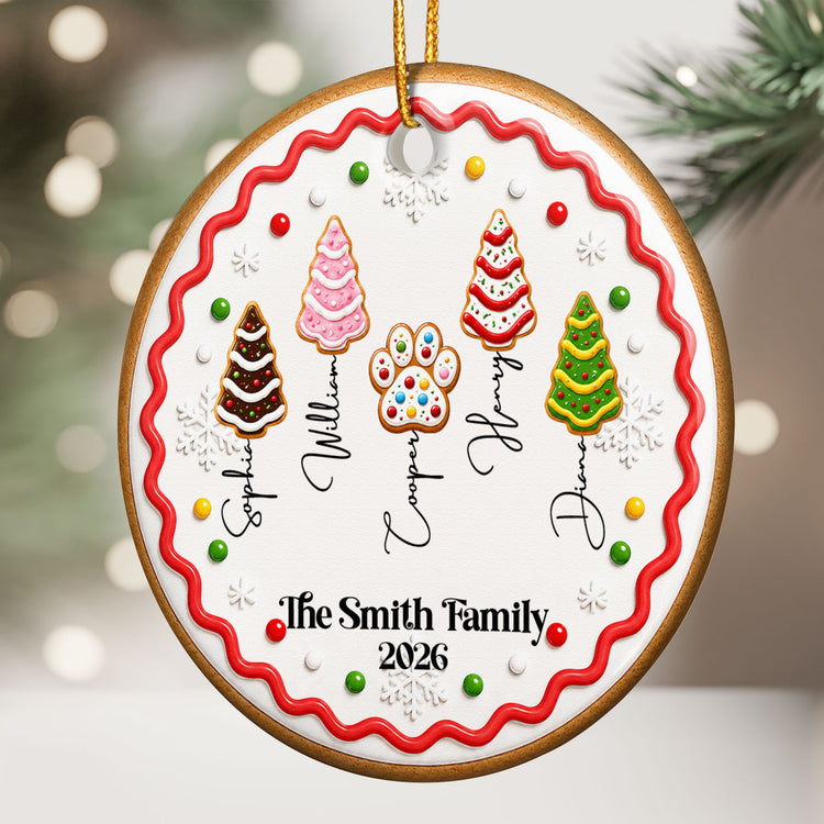 Family Forever, Family Of 3,4,5,6 - First Christmas Gingerbread Style - Personalized Ornament 2