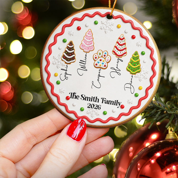 Family Forever, Family Of 3,4,5,6 - First Christmas Gingerbread Style - Personalized Ornament 3