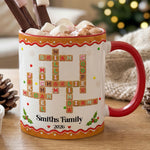 Family Forever Gifts For Siblings Custom Crosswords - Christmas Gingerbread Style - Personalized Mug 1