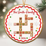 Family Forever Sibling Gifts Custom Crosswords - Christmas Gingerbread Style - Personalized Ornament 1