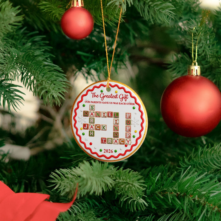 Family Forever Sibling Gifts Custom Crosswords - Christmas Gingerbread Style - Personalized Ornament 4