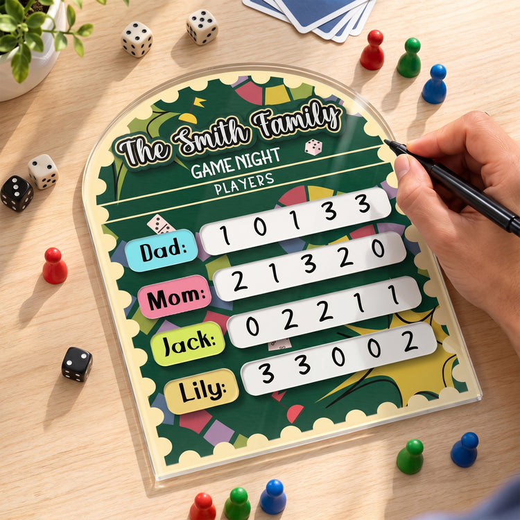 Family Game Night Scoreboard - Acrylic Dry Erase Tracker 5