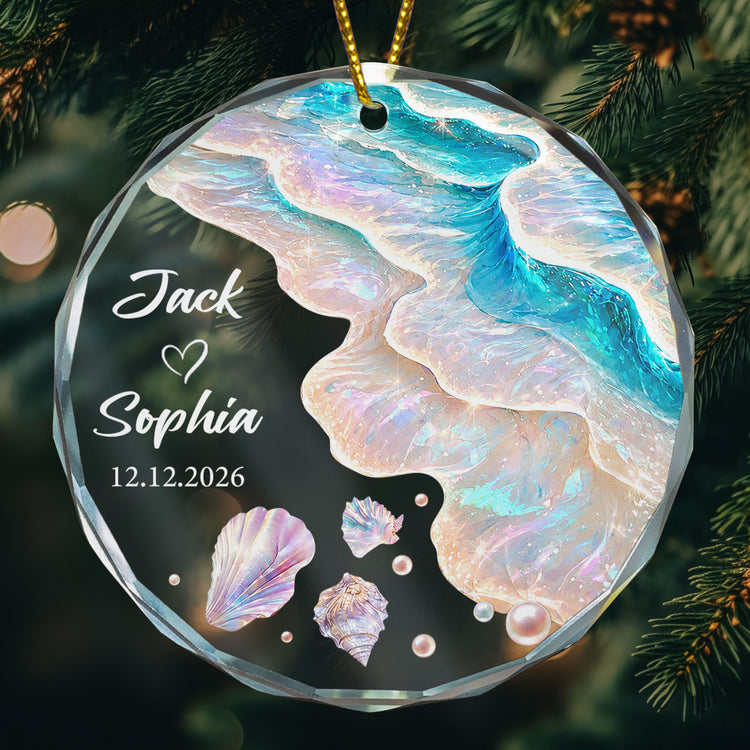 First Christmas Ocean Theme - Gifts For Newlywed Couples - Personalized Ornament 2