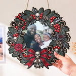 Family Gothic Christmas Clay Art Style - Personalized Wood Sign 6