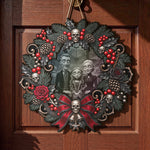 Family Gothic Christmas Clay Art Style - Personalized Wood Sign 7