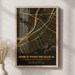 Family Home Is Where The Heart Is Custom Location Map Foil Printed Wall Art - Personalized Poster 1