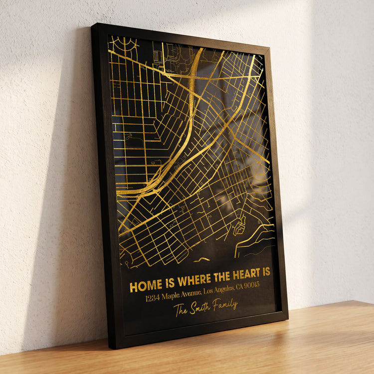 Family Home Is Where The Heart Is Custom Location Map Foil Printed Wall Art - Personalized Poster 2