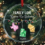 Family Love Knows No Distance Long Distance Christmas Gifts For Family, Siblings - Personalized Ornament 1