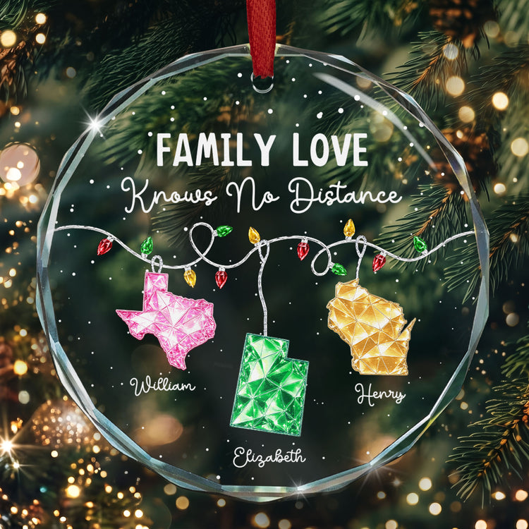 Family Love Knows No Distance Long Distance Christmas Gifts For Family, Siblings - Personalized Ornament 1