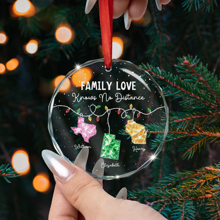 Family Love Knows No Distance Long Distance Christmas Gifts For Family, Siblings - Personalized Ornament 3