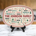 Family Name Word Christmas Theme - Personalized Platter 1