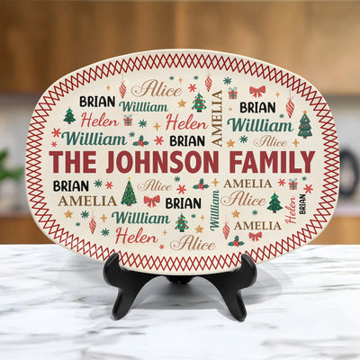 Family Name Word Christmas Theme - Personalized Platter