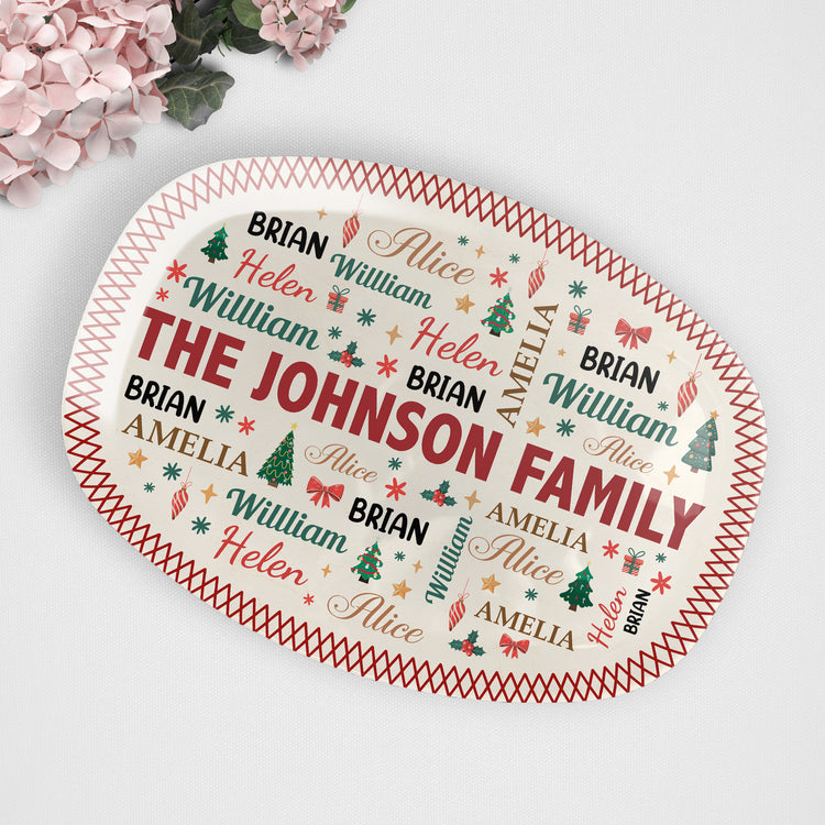 Family Name Word Christmas Theme - Personalized Platter 3