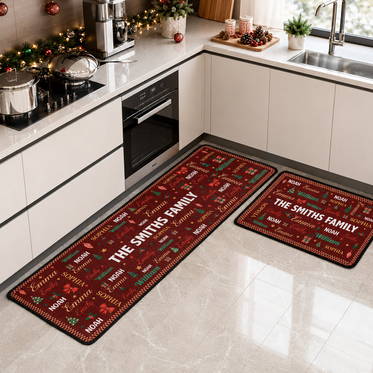 Family Name Word Christmas Theme - Personalized Runner Rug 1