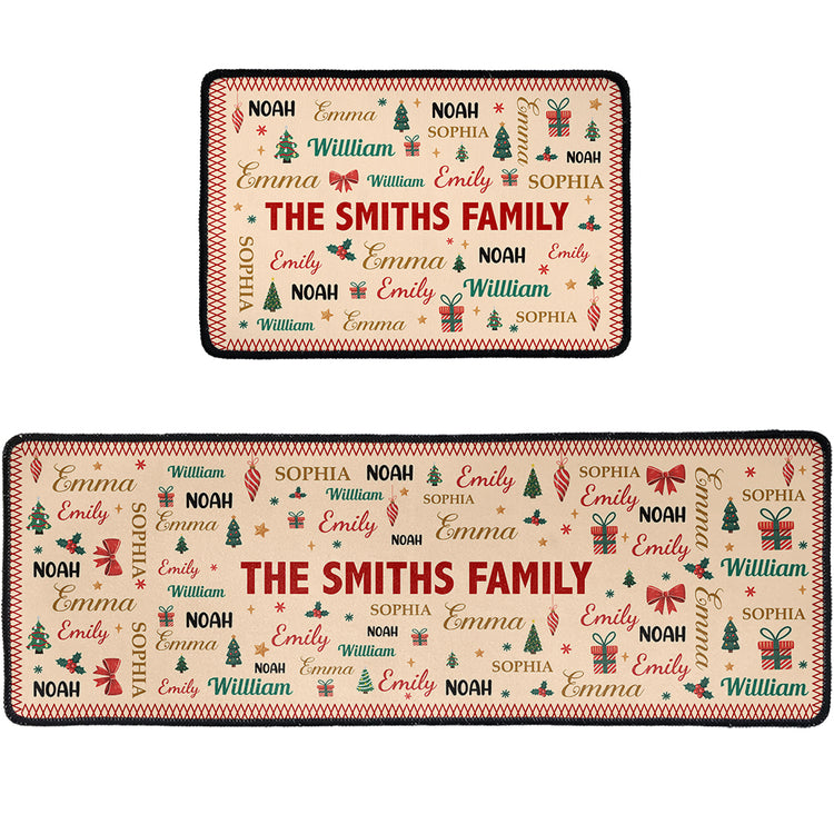 Family Name Word Christmas Theme - Personalized Runner Rug 3